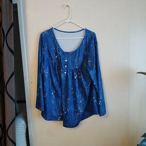 Women's blue floral shirt No brand Size 2xl